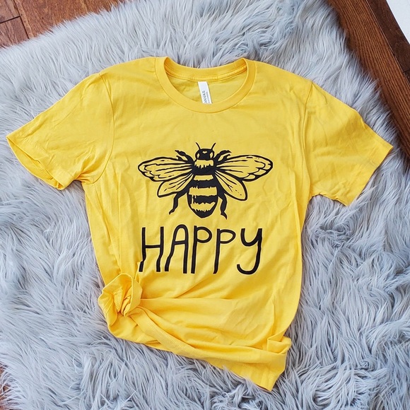 ☀️SALE☀️ LAST L 🐝 BE Happy graphic tee - Picture 7 of 8